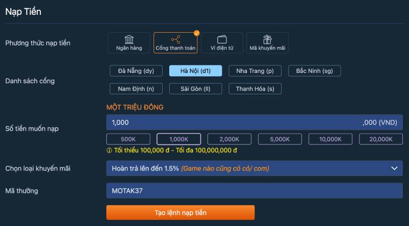 Hướng Dẫn Nạp Tiền Alo789 Chi Tiết Và Lợi Ích Đặc Biệt 3 Nạp tiền qua công thanh toán điện tử