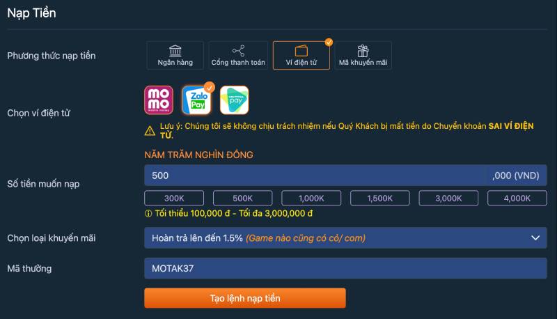 Hướng Dẫn Nạp Tiền Alo789 Chi Tiết Và Lợi Ích Đặc Biệt 4 Nạp tiền qua ví điện tử